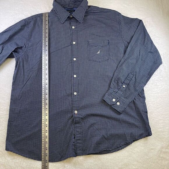 Nautica Shirt Mens Size XL Blue Plaid Casual Button Up Long Sleeve - Picture 4 of 11